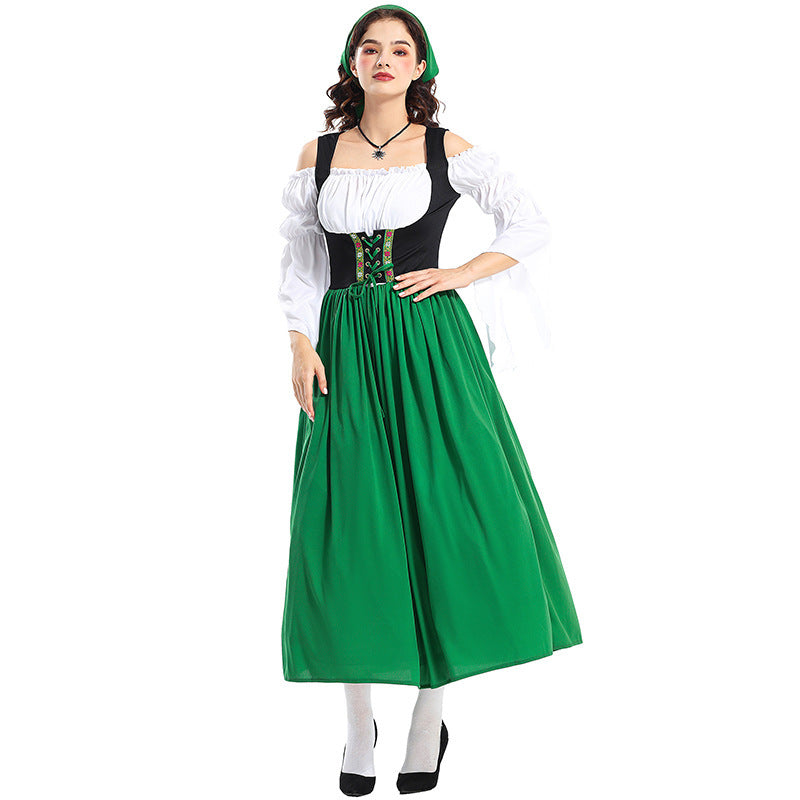 Damen nan Renaissance-Bauernkleid mit geschnürtem Mieder, schulterfreiem Carmen-Oberteil und weitem Rock Shop Nory