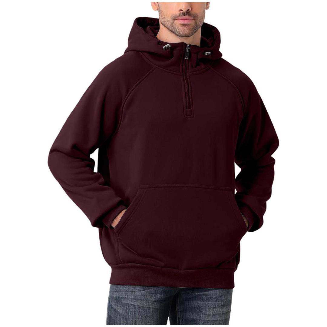 Herren Halbzip-Hoodie mit verstellbarer Kapuze, Kängurutasche und Raglanärmeln Shop Nory