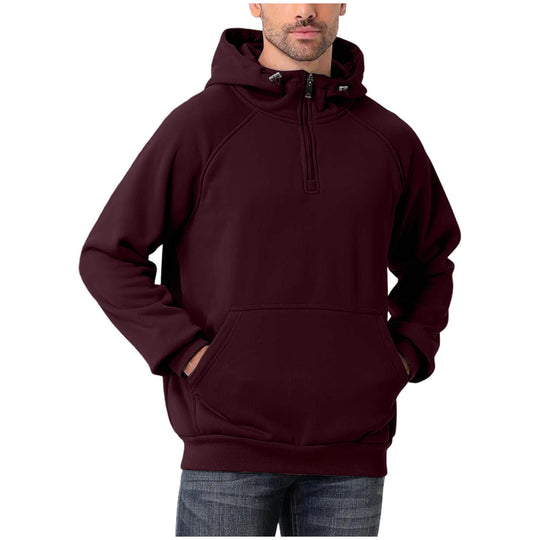 Herren Halbzip-Hoodie mit verstellbarer Kapuze, Kängurutasche und Raglanärmeln Shop Nory