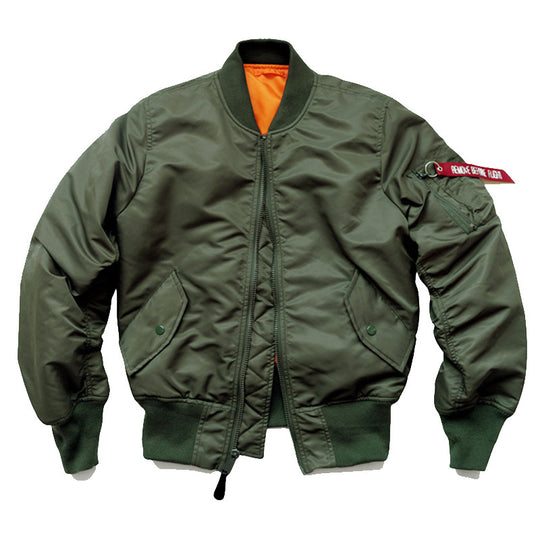 Herren Flight-Bomberjacke mit kontrastreichem Innenfutter, Utility-Ärmeltasche und gerippten Bündchen Shop Nory