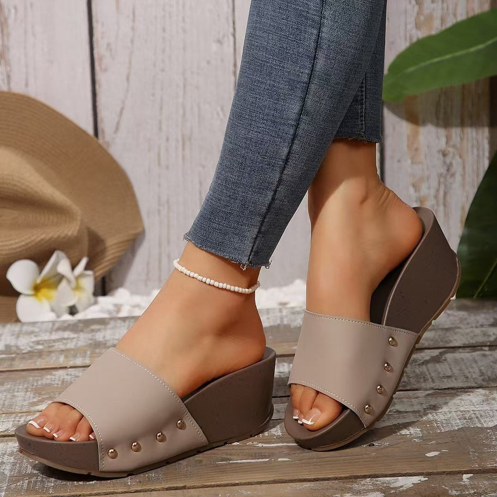 Damen Elegante und bequeme Keil-Pantoletten Shopnory
