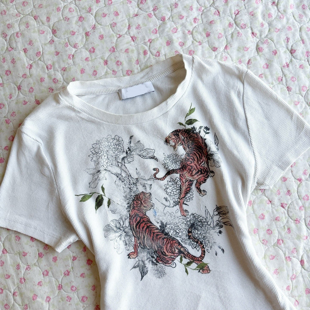 Damen T-Shirt mit kreativem Tigerdesign