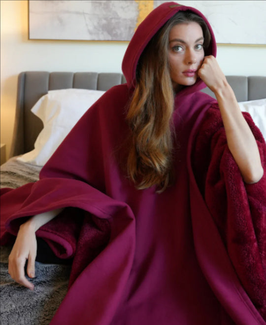 Unisex nan extra-großer Kapuzen-Poncho Kuschelüberwurf mit Mikrofleece-Innenfutter und Thermo-Wärmespeicher Shop Nory