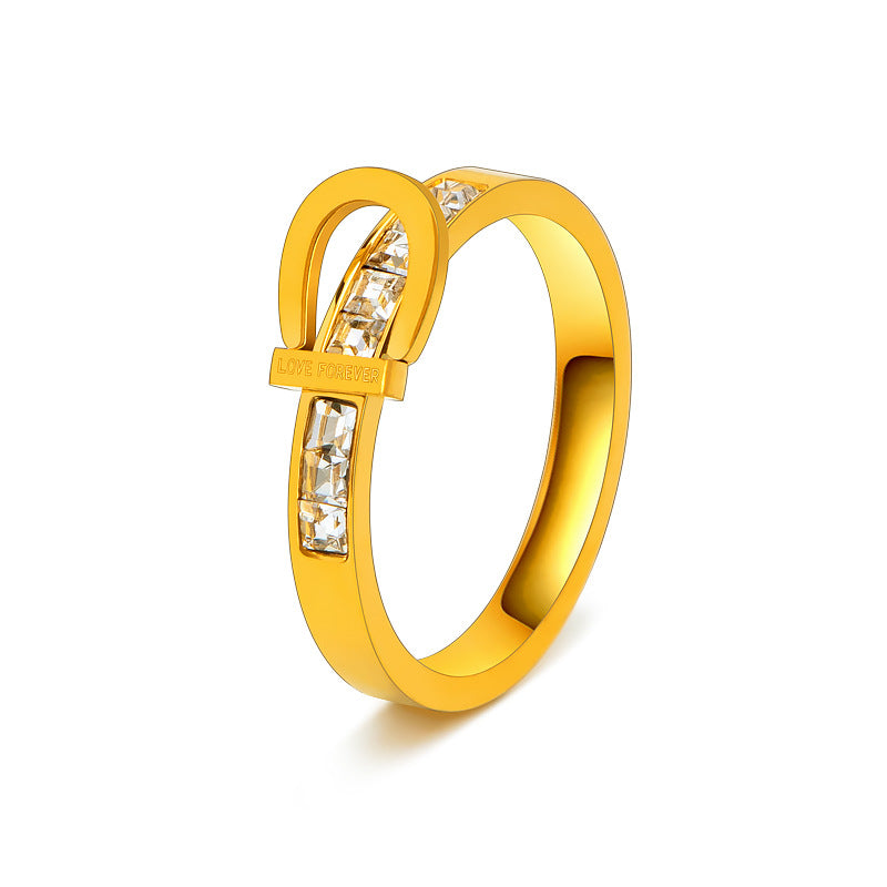 Damen Stylish Modischer Ring mit glänzenden Zirkonia-Steinen Shop Nory