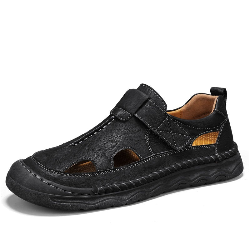 Herren Leder-Sandalen mit verstellbarem Klettverschluss und atmungsaktivem Design