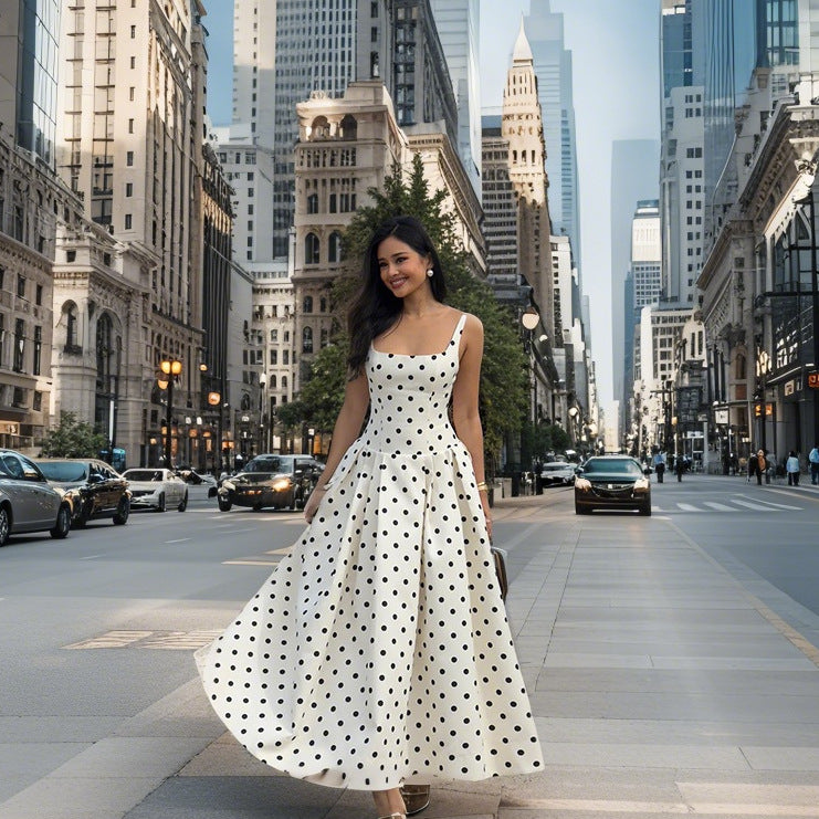 Damen A-linien Polka-Dots Abendkleid