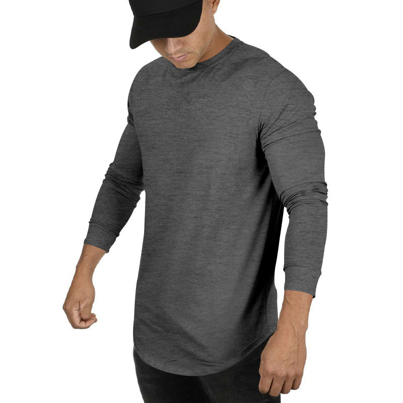 Herren Langarmshirt mit verlängertem Rundsaum und schmalem Schnitt aus elastischem Funktionsjersey Shop Nory