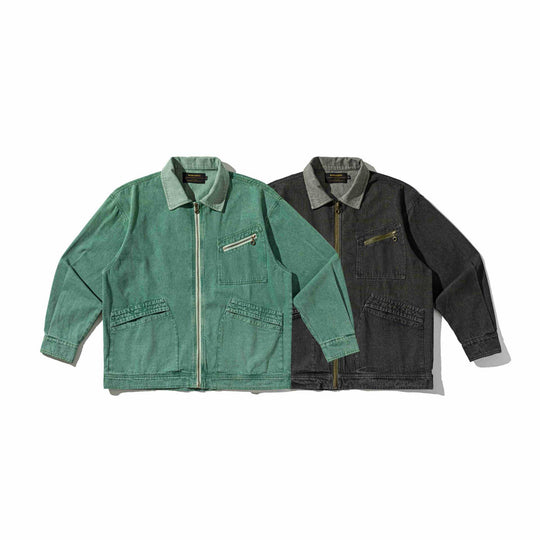 Herren Denim-Workwear-Blousonjacke mit durchgehendem Reißverschluss und Zip‑Brusttasche Shop Nory