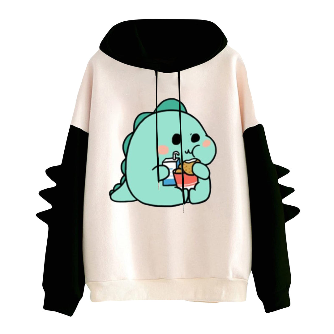 Damen nan Kapuzenpullover mit niedlichem Frosch-Motiv, Kängurutasche und volumigen Ärmelapplikationen Shop Nory