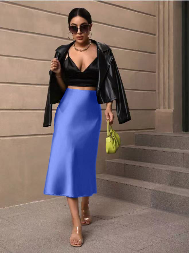 Damen Satin Rock mit schwingendem Saum und elegantem Schnitt