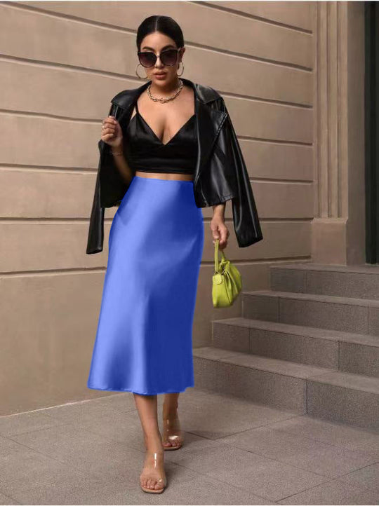 Damen Satin Rock mit schwingendem Saum und elegantem Schnitt