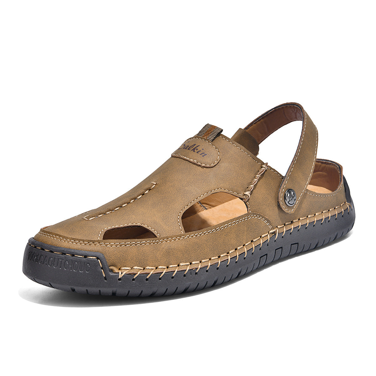 Herren luftige Leder-Sandalen mit verstellbarem Riemen Shopnory