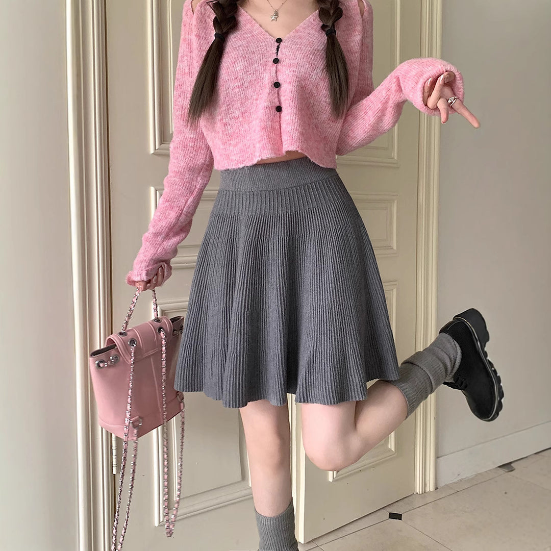 Damen Plissierter Rock mit hohem Bund Shop Nory