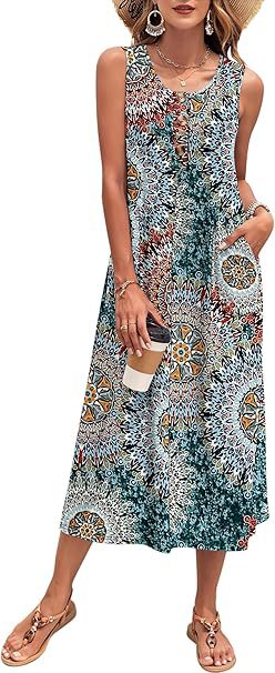 Damen Lässiges Midikleid mit Taschen und Knopfdetails Shopnory