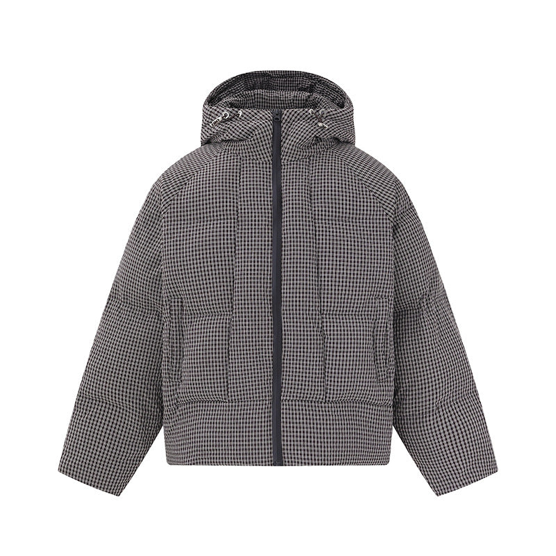 Unisex Kurz geschnittene wattierte Kapuzenjacke mit feiner Karosteppung Shop Nory