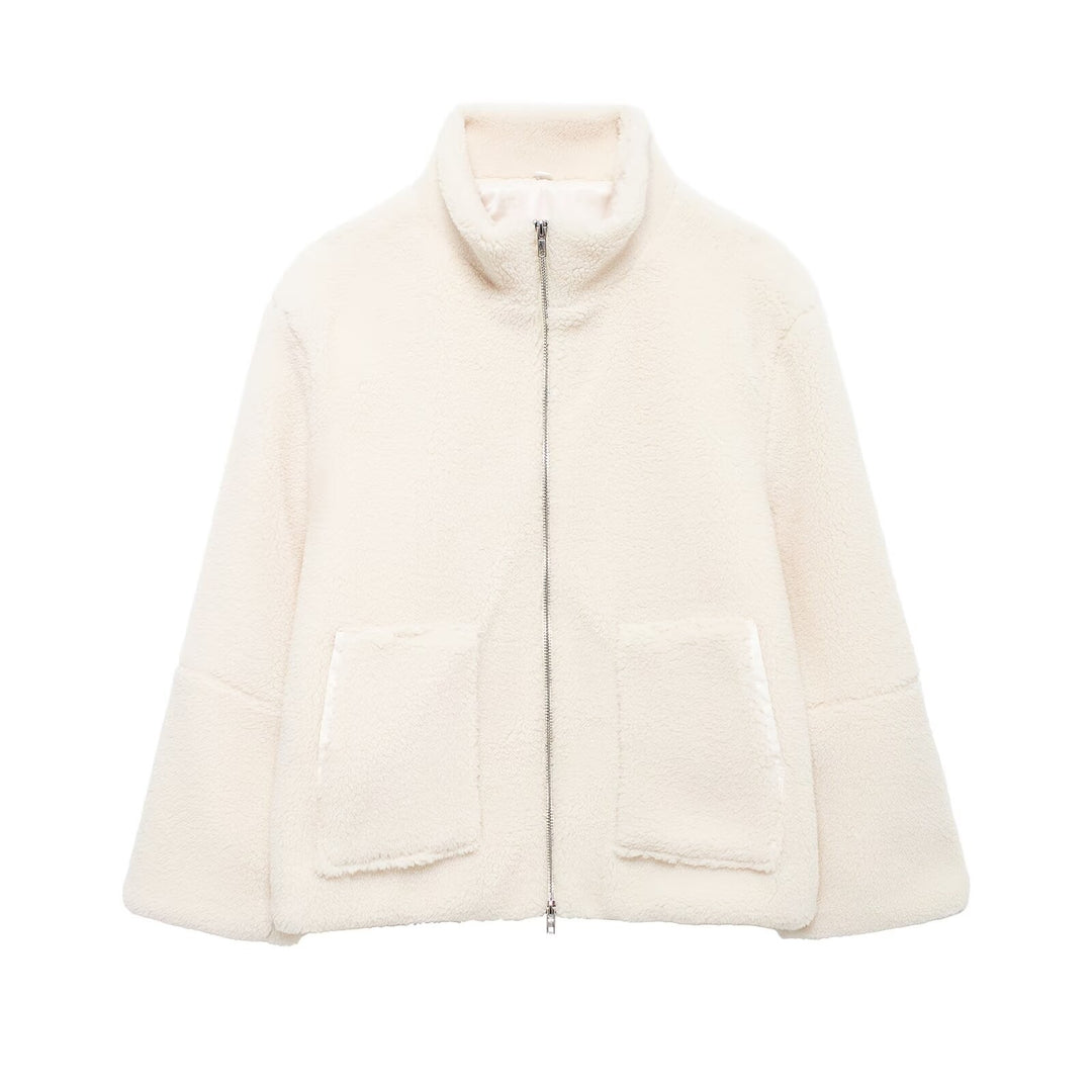 Damen nan oversized Teddyfleece Jacke mit Stehkragen und durchgehendem Reißverschluss Shop Nory