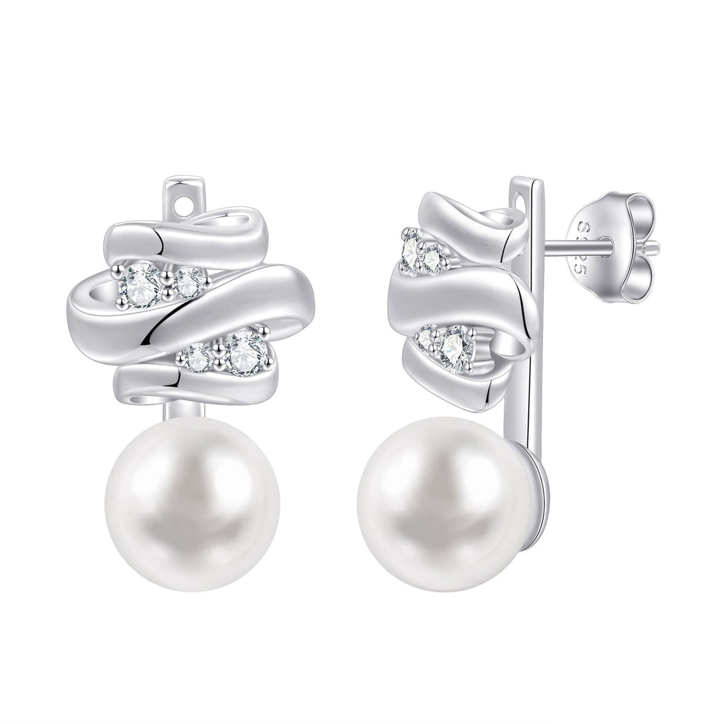 Damen Ohrstecker mit modernem, geschwungenem Design und funkelnden Kristallen Shop Nory