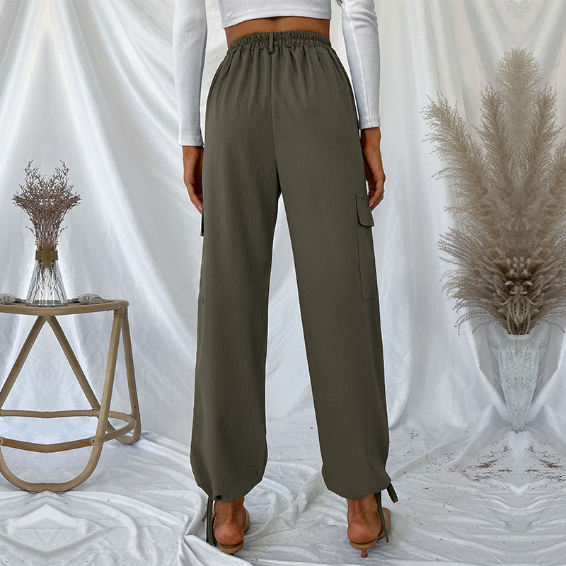 Damen High-Waist Cargo-Joggerhose mit Pattentaschen und Saum-Tunnelzug Shop Nory