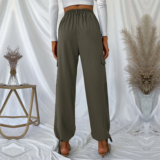 Damen High-Waist Cargo-Joggerhose mit Pattentaschen und Saum-Tunnelzug Shop Nory
