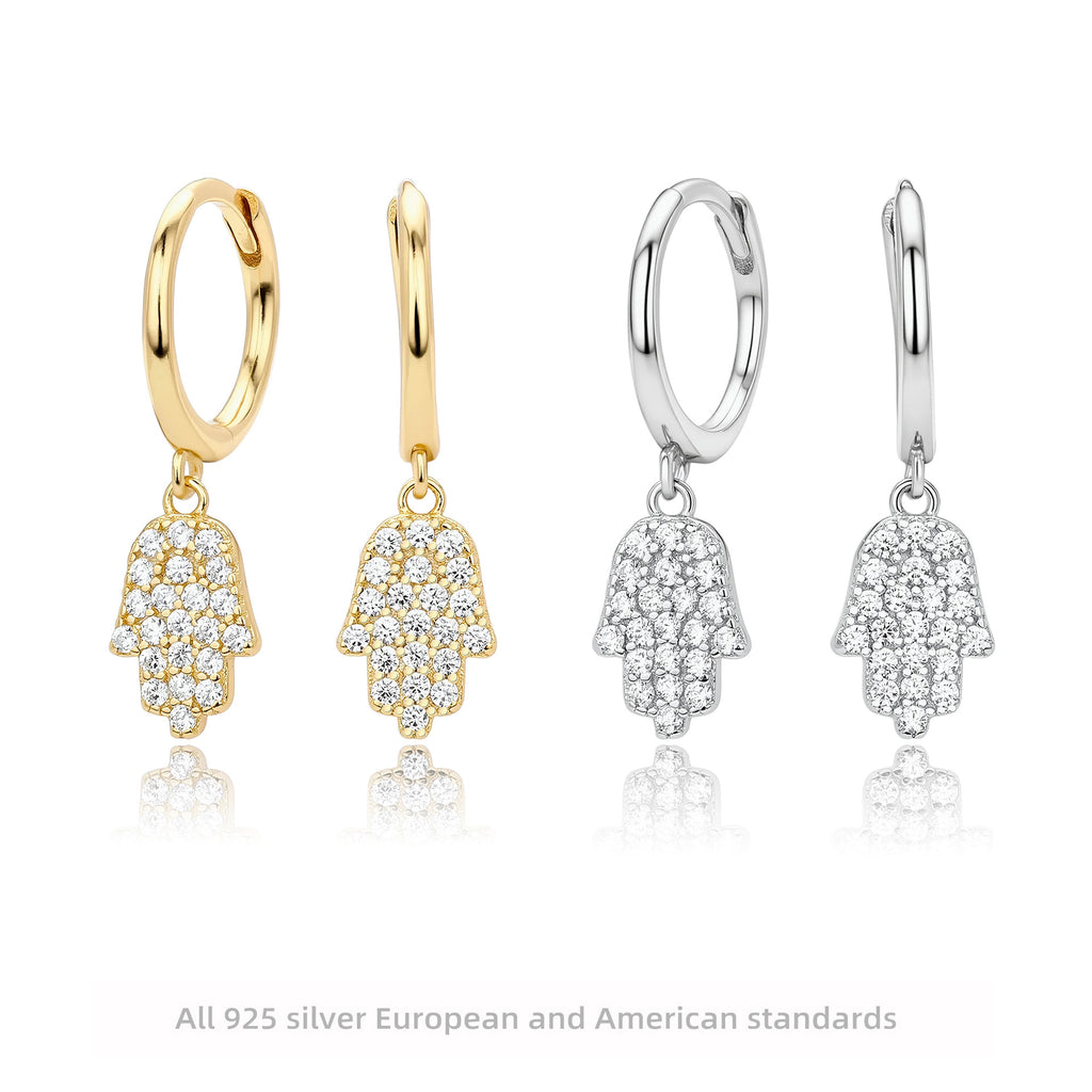 Damen Ohrhänger mit funkelndem Hand-Motiv aus 925 Sterling Silber Shop Nory