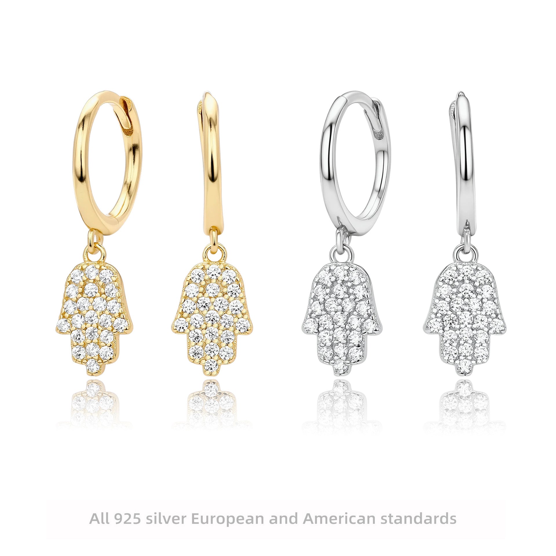 Damen Ohrhänger mit funkelndem Hand-Motiv aus 925 Sterling Silber Shop Nory
