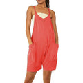 Damen Lässiger Jumpsuit mit tiefem Ausschnitt und praktischen Taschen
