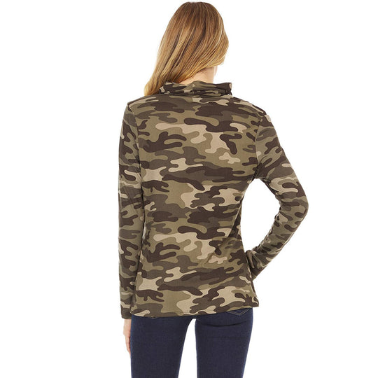 Damen Camouflage-Jersey-Longsleeve mit integriertem Schlauchkragen Shop Nory
