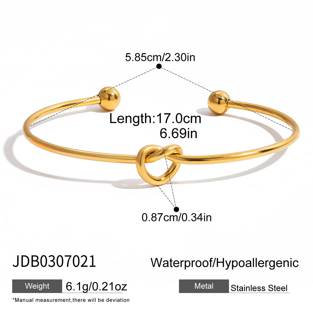 Damen Offenes Armreif mit modernem Knoten-Design aus hypoallergenem Edelstahl Shop Nory
