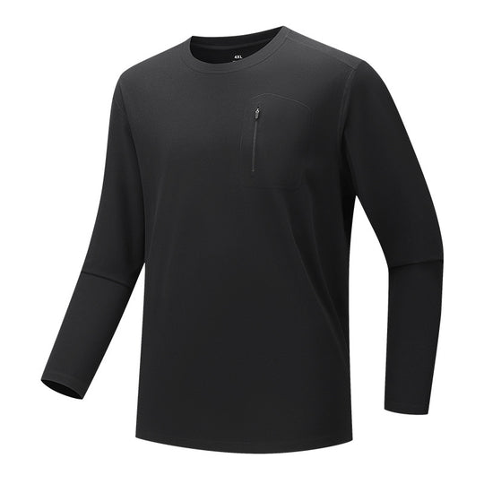 Herren Multifunktionales Langarm-Techshirt mit Brust-Reißverschlusstasche Shop Nory