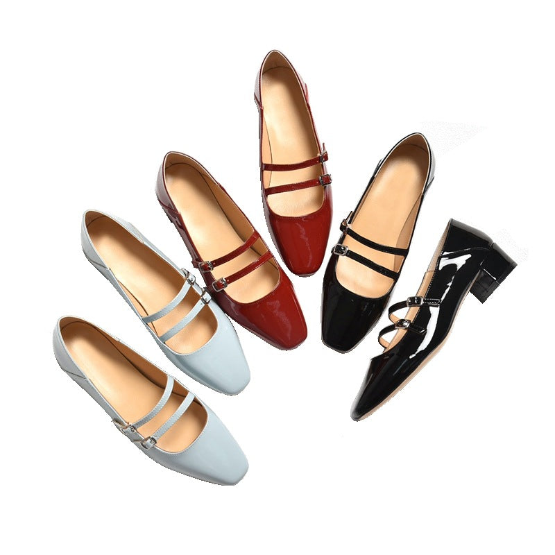Damen Elegante Ballerinas mit schickem Riemchenverschluss und komfortablem Blockabsatz
