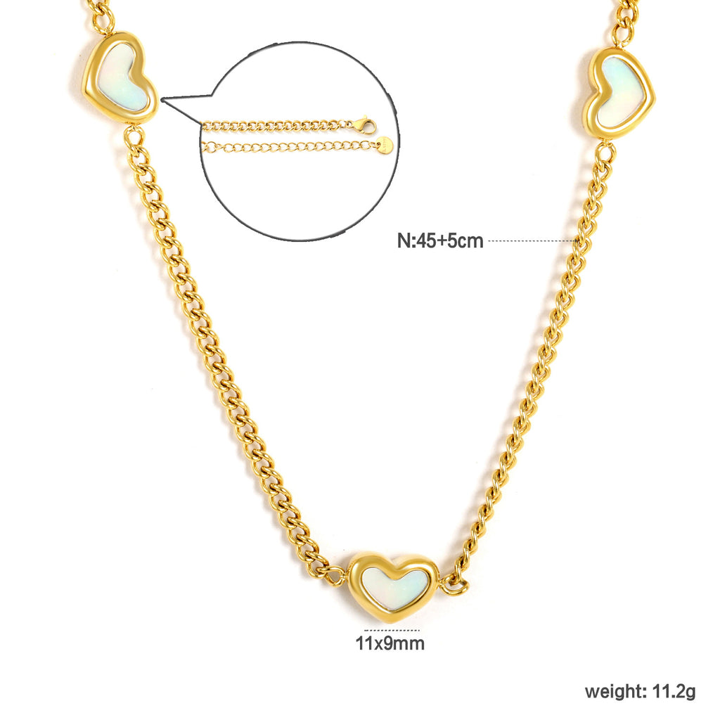 Damen Halskette mit herzförmigem Anhänger aus hochwertigem Edelstahl und funkelndem Design Shop Nory