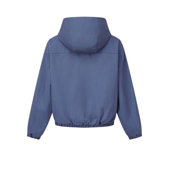 Damen Kurz geschnittene Kapuzenblousonjacke mit Tunnelzugsaum und aufgesetzten Pattentaschen Shop Nory