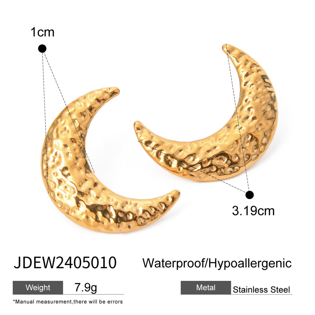 Damen Offener Ring mit strukturiertem Monddesign aus hypoallergenem Edelstahl Shop Nory