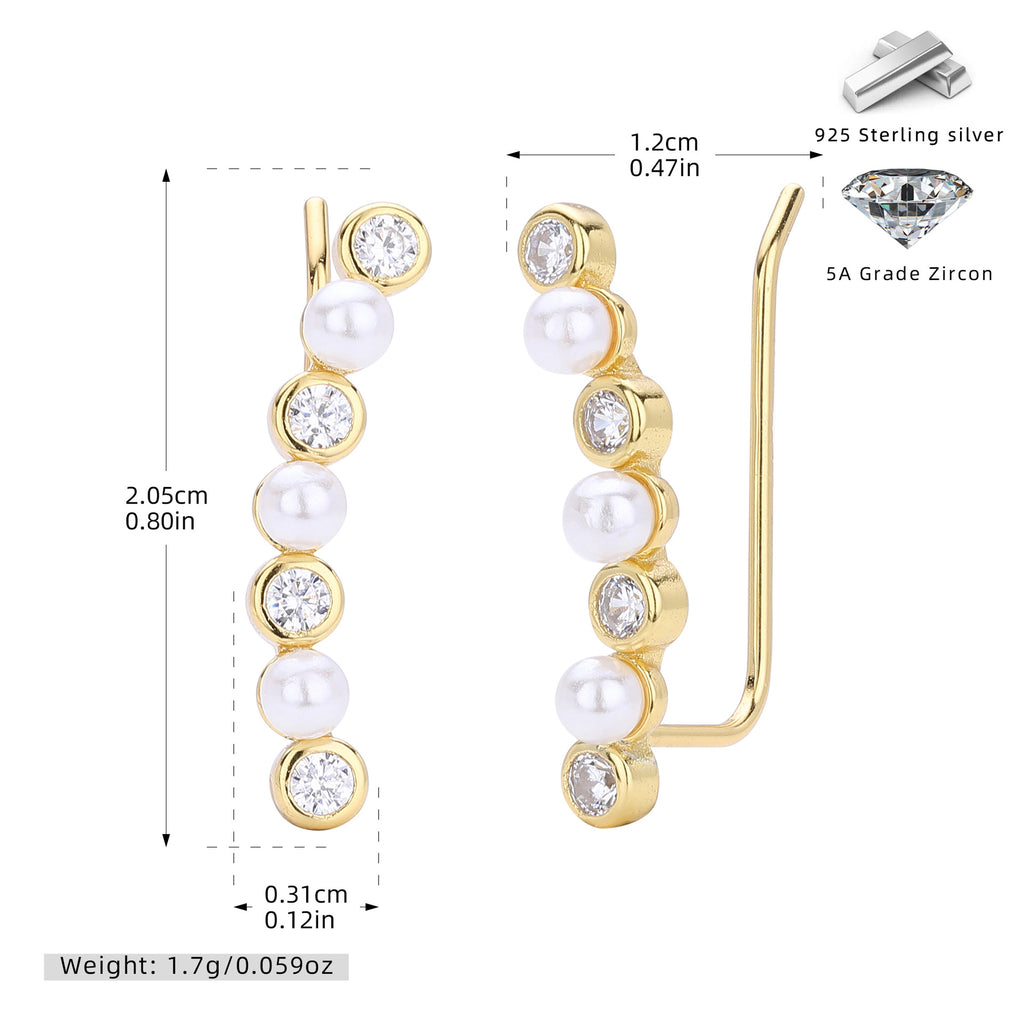 Damen Ohrstecker mit eleganter Perlen- und Zirkon-Verzierung Shop Nory