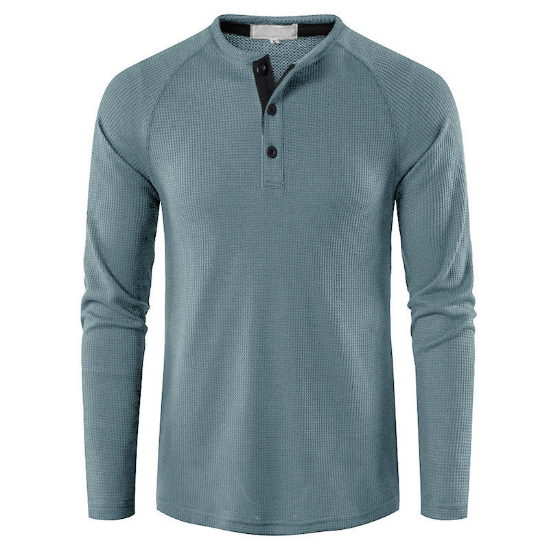 Herren nan strukturiertes Henley-Langarmshirt mit Waffelstruktur, Halbknopfleiste und Raglanärmeln Shop Nory