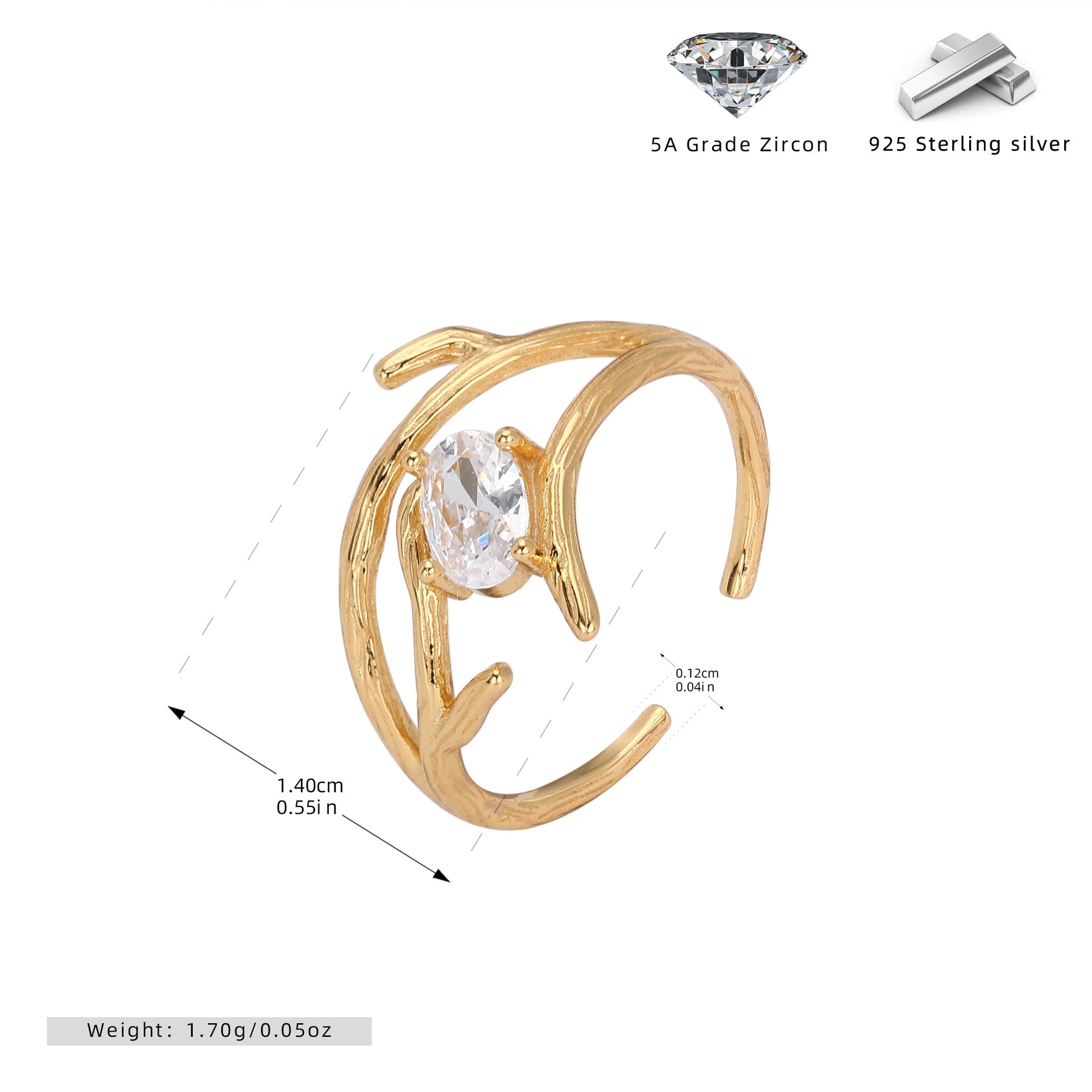 Damen Ring mit elegantem, geschwungenem Design und funkelndem Zirkon Shop Nory