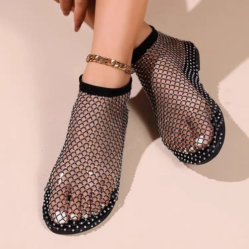 Damen transparente Ballerinas aus Netzmaterial Shopnory