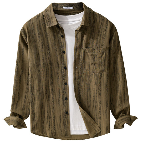 Herren Leichtes Layering-Hemd aus Baumwollmix mit Brusttasche und dezentem Streifenrelief Shop Nory