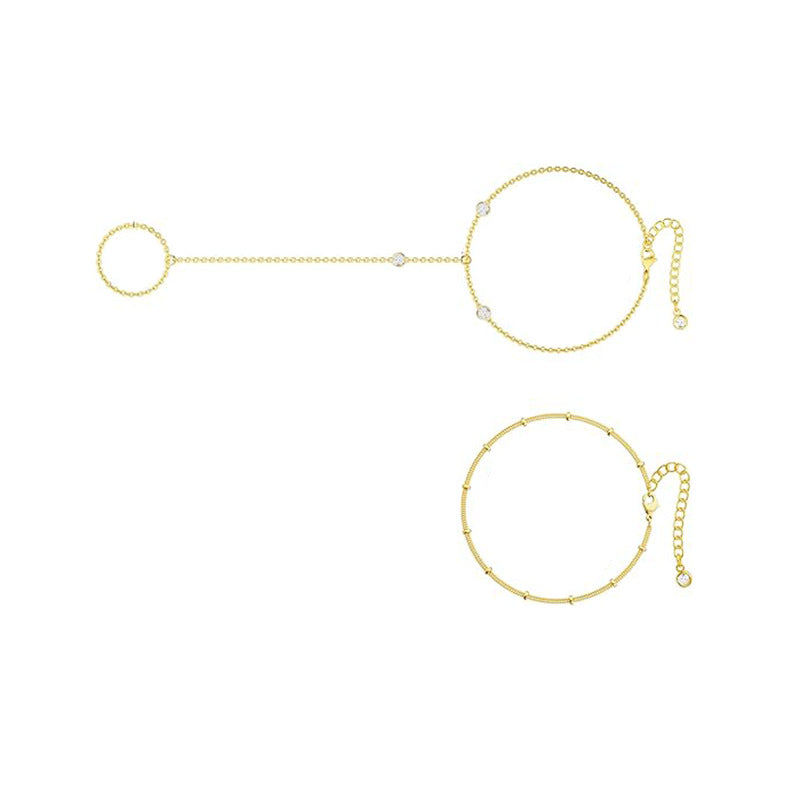 Damen Fußkettchen mit funkelnden Zirkonia-Elementen und eleganter Kettenstruktur Shop Nory