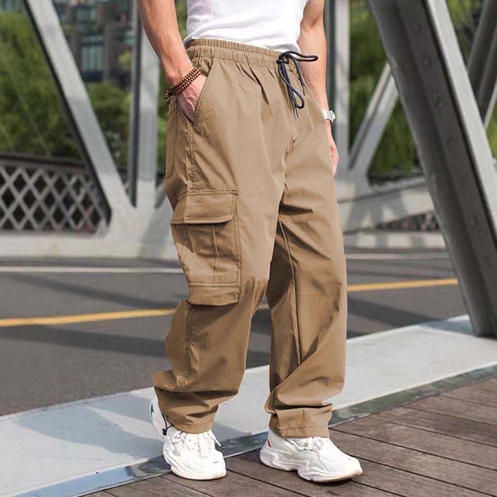 Herren moderne Cargohose mit elastischem Bund und multifunktionalen Taschen