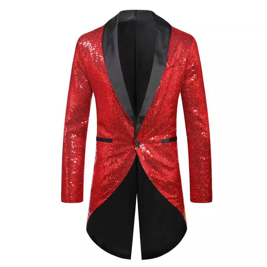 Herren Glitzernder Anzugblazer mit elegantem Schalkragen
