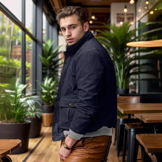 Herren Corduroy-Fieldjacke mit Pattentaschen und Stehkragen Shop Nory