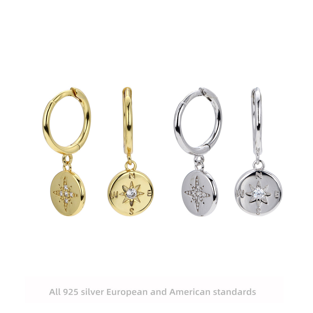 Damen Ohrringe mit modernem Kompassanhänger aus 925 Sterlingsilber Shop Nory