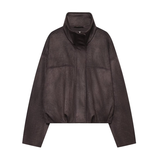 Damen Kurzblouson aus Velours‑Optik mit hohem Funnelkragen und elastischem Saum Shop Nory
