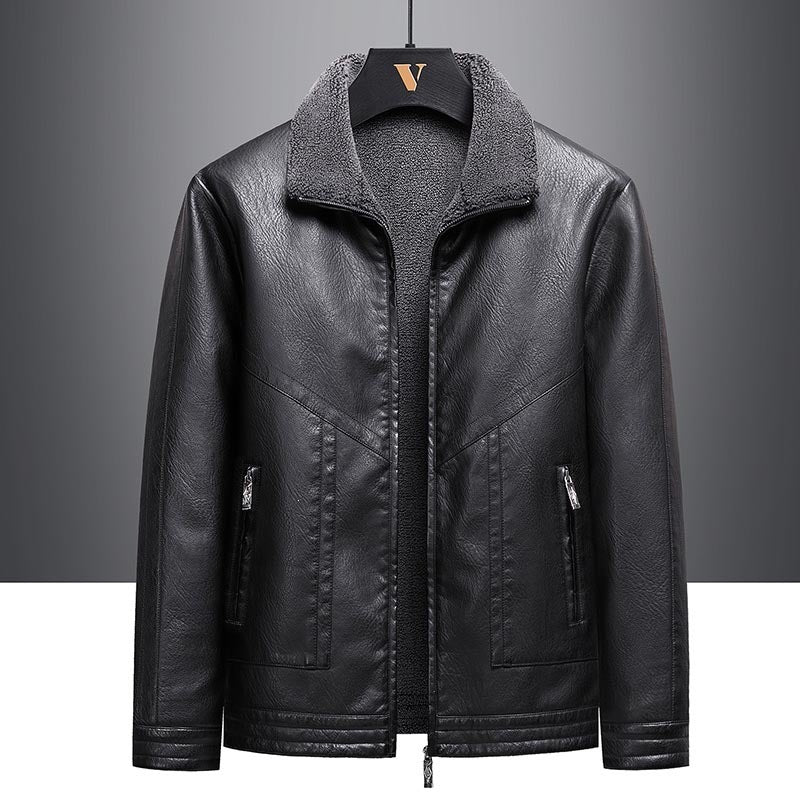 Herren Elegante Kunstlederjacke mit Teddyfutter Shop Nory