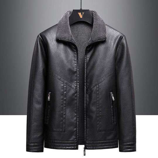 Herren Elegante Kunstlederjacke mit Teddyfutter Shop Nory