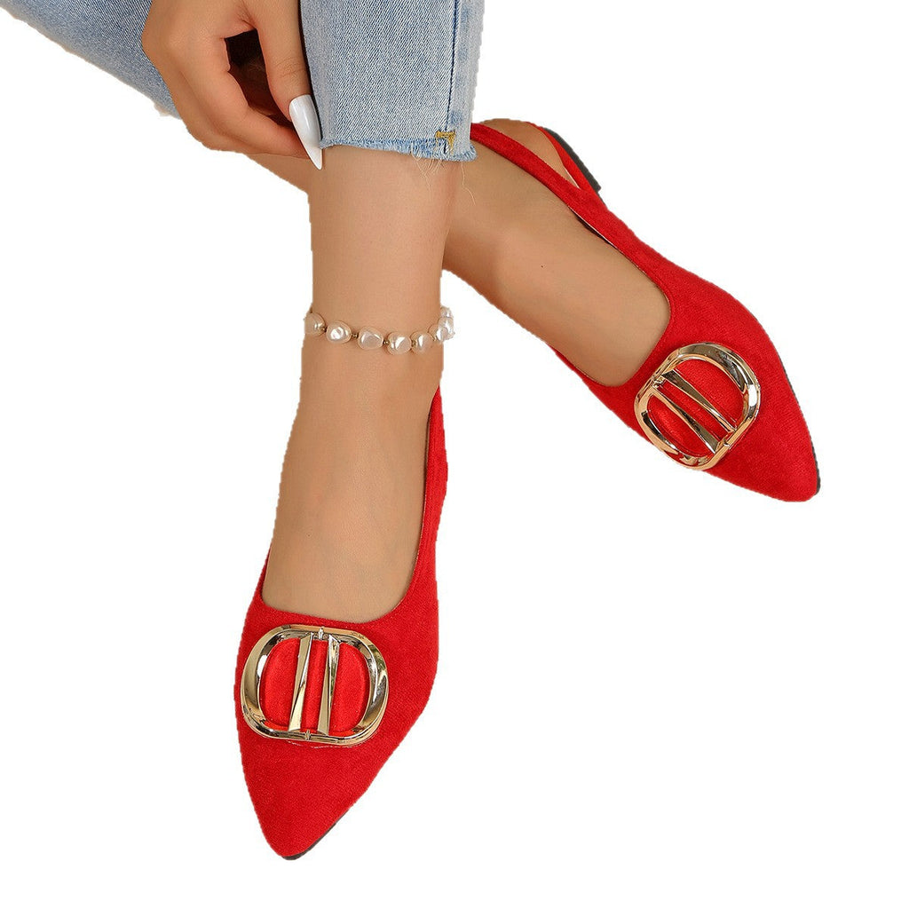Damen Elegante Slingback-Ballerinas mit raffiniertem Schmuckdetail