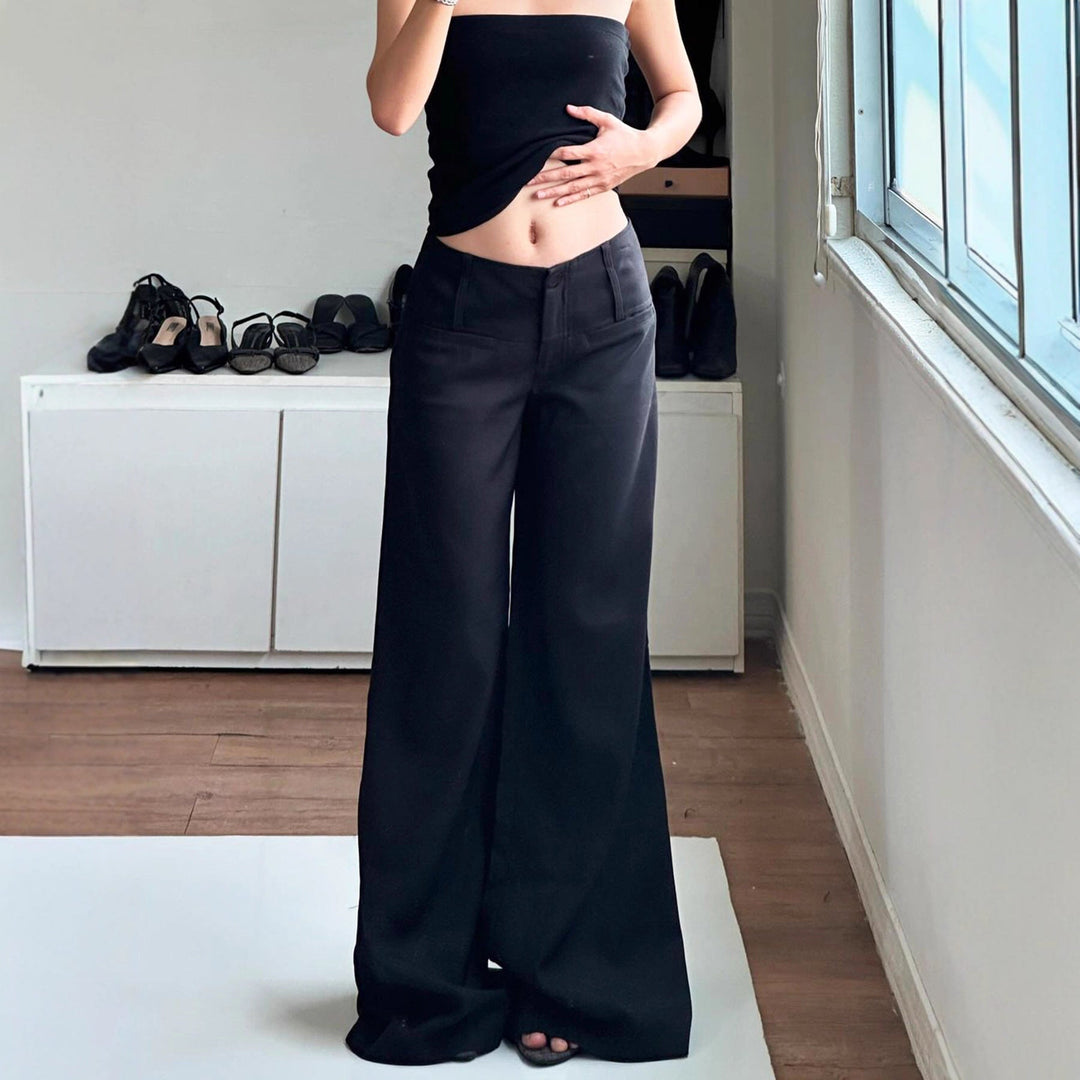 Damen Weite Flared-Hose mit hohem Bund und seitlichen Taschen