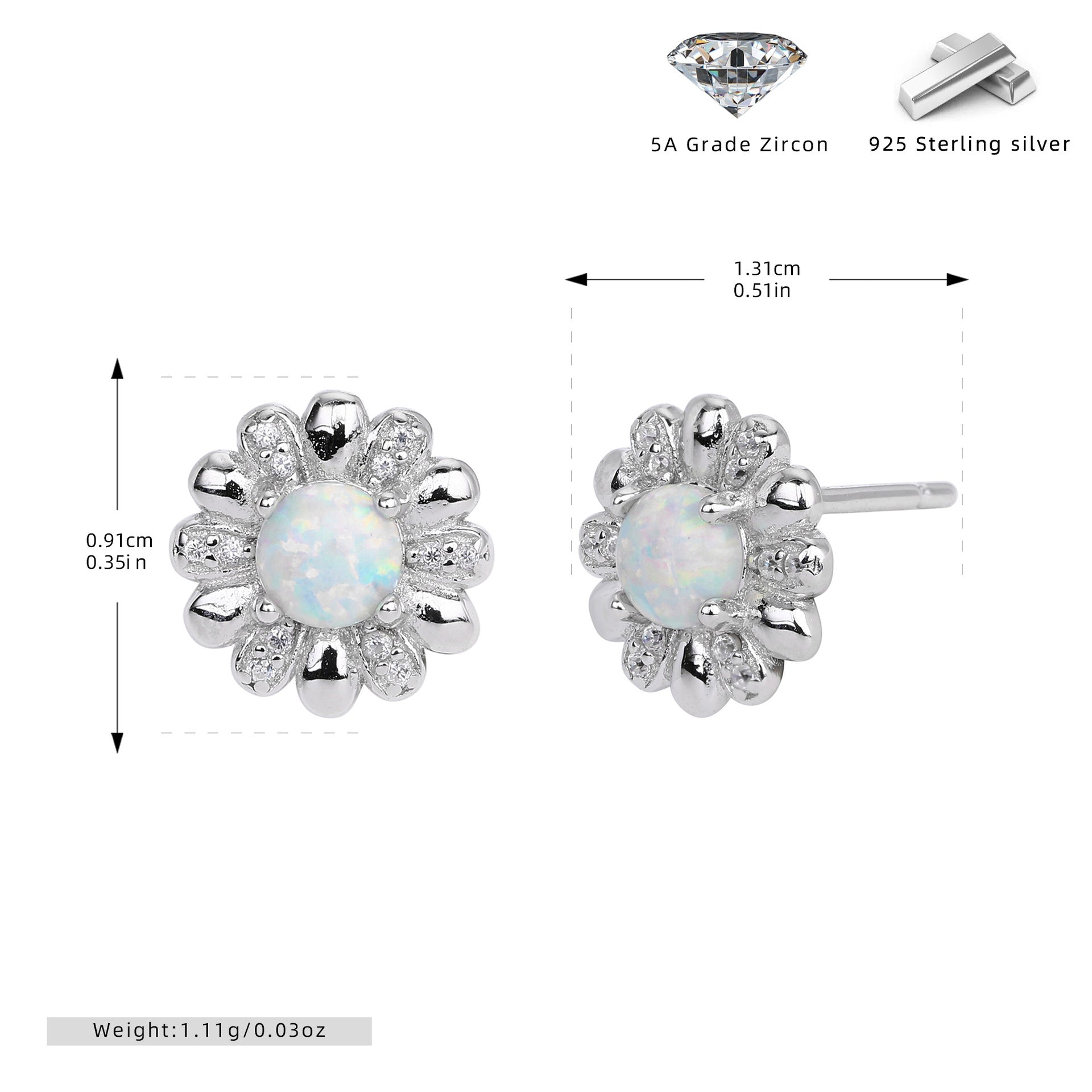 Damen Ohrstecker mit floralem Design und hochwertigem Zirkonbesatz Shop Nory