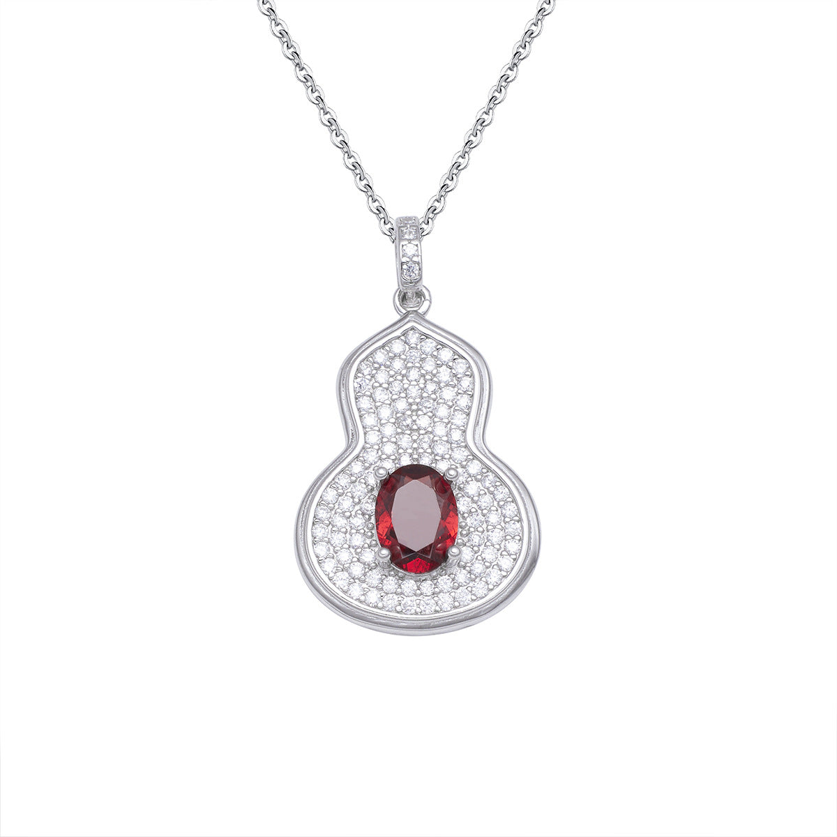Damen eleganter Anhänger mit rot funkelndem Zirkon Stein Shop Nory